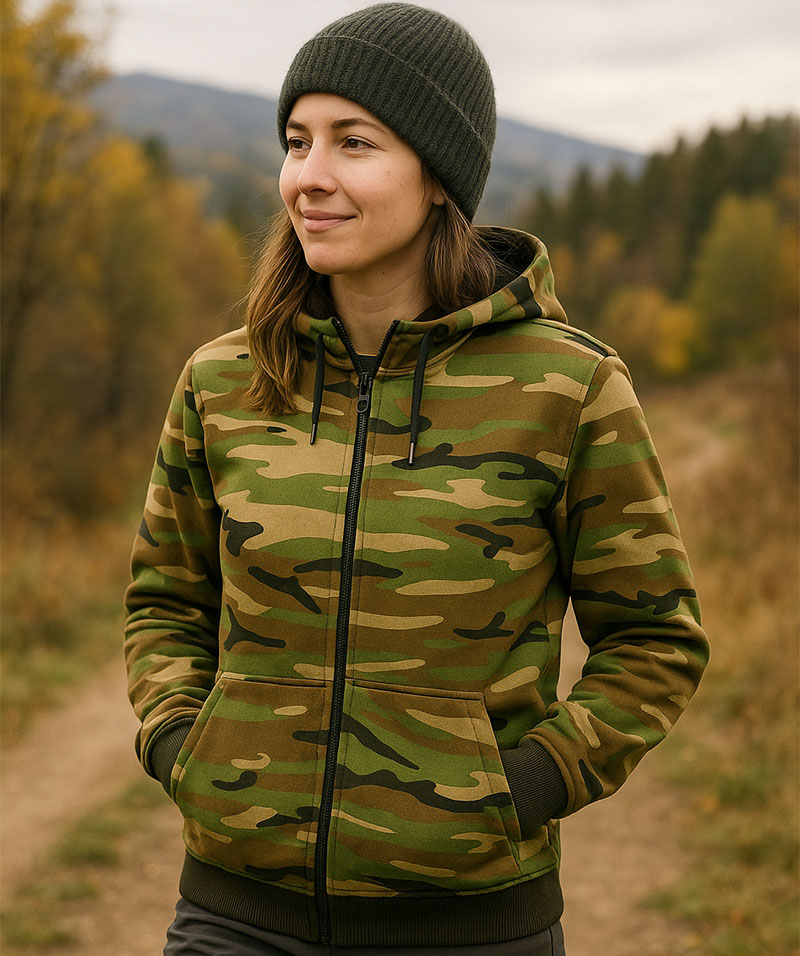 Hanorac de camuflaj pentru damă Malfini woodland