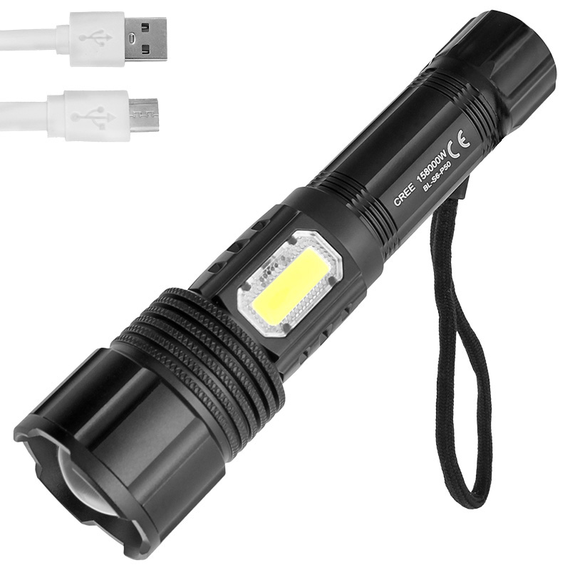 Lanternă LED X-Balog P50 USB cu zoom