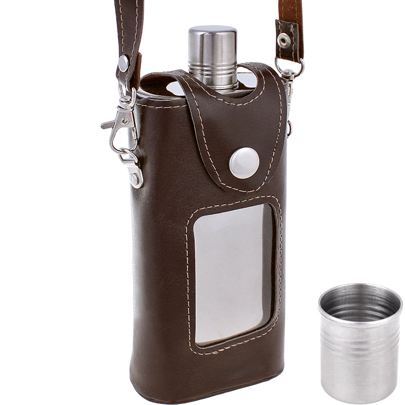 Butelcă pentru alcool în husă 330 ml cu păhărel