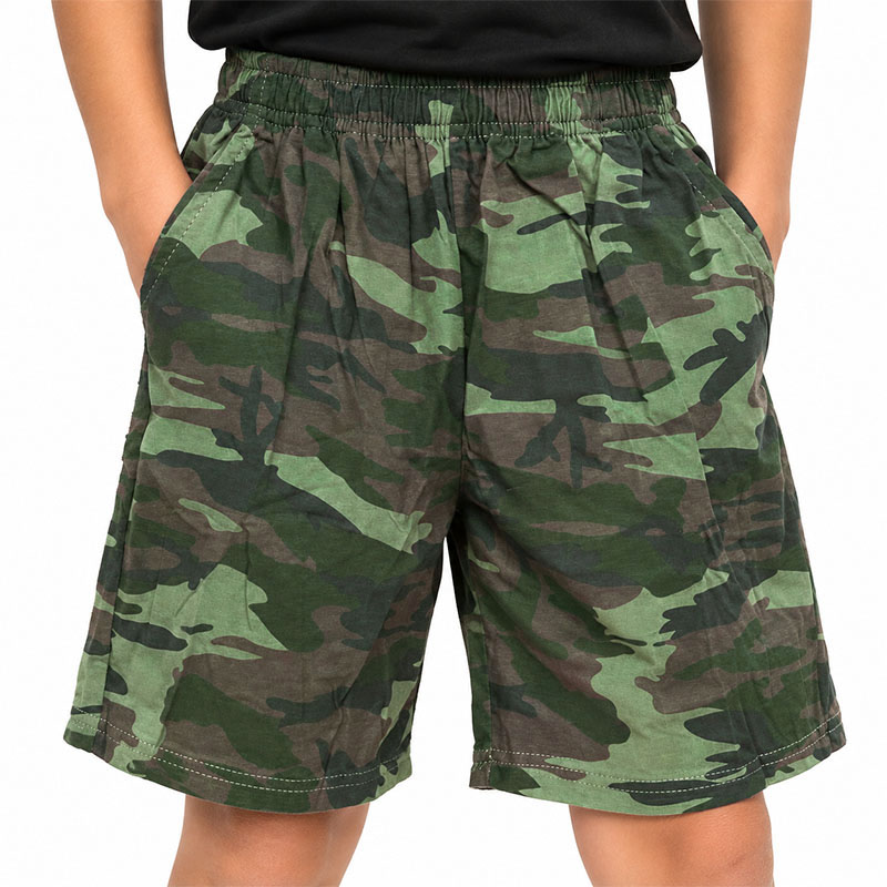 Pantaloni scurți camuflaj woodland pentru copii