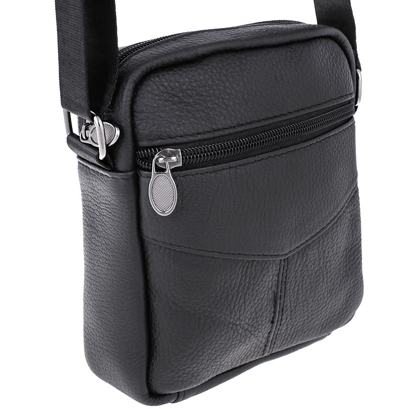 Geantă bărbătească din piele, neagră, pentru umăr 401