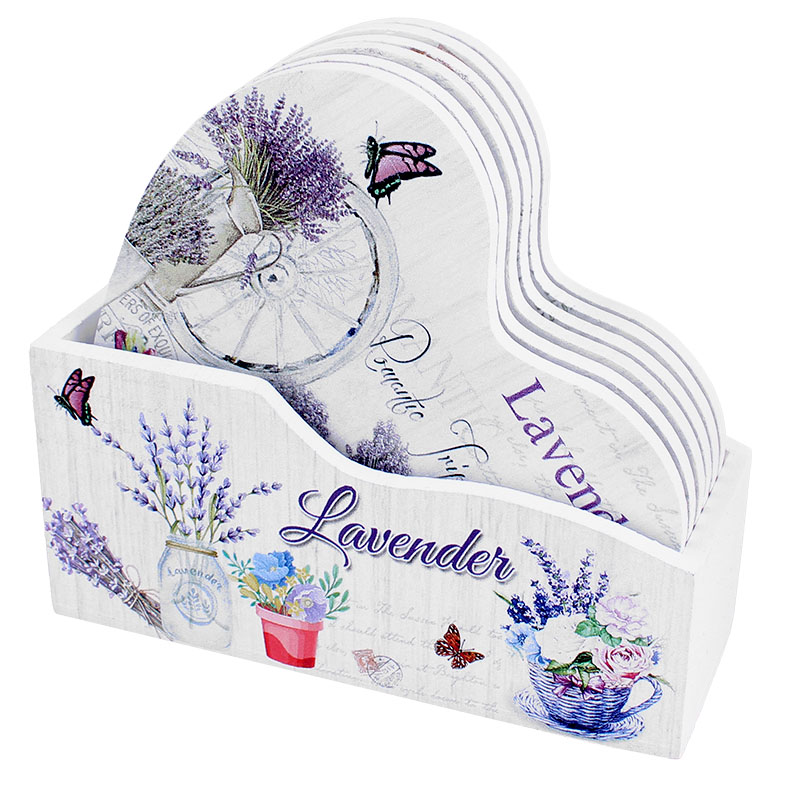 Suporturi sub pahare Lavender Inimioară