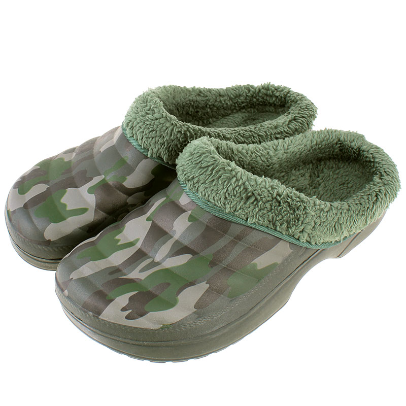 Papuci izolați pentru bărbați, camuflaj verde