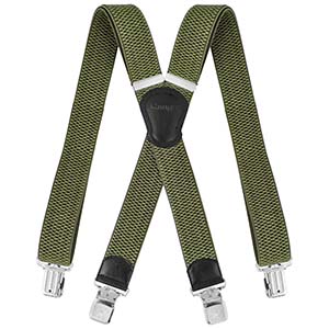 Bretele pentru pantaloni, verde măslinie, 4x cataramă