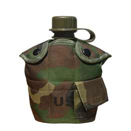 Sticlă de apă militară ,camuflaj US, cu bol ALU, woodland