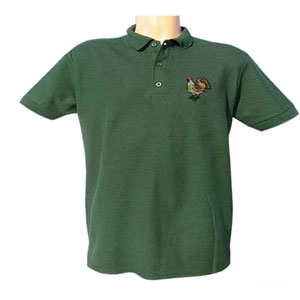 Tricou polo de vânătoare cu cocoș brodat