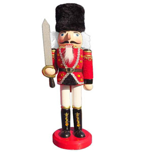 Soldat spărgător de nuci cu pălărie de urs 31cm