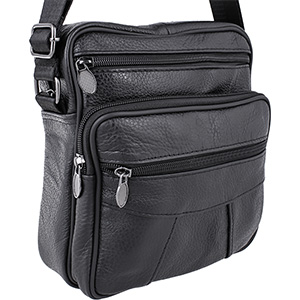Geantă bărbătească din piele, neagră, pentru umăr 4017