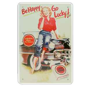Tablă metalică Retro BeHappy Go Lucky!