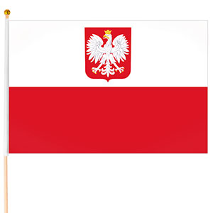 Steag Polonia cu emblemă, 45x30cm