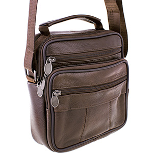 Geantă bărbătească de umăr din piele, maro 7648
