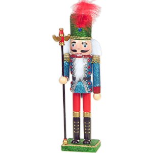 Soldat spărgător de nuci cu baston festiv 30 cm