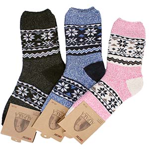 Șosete din lână de oaie Alpaca pentru damă, 3 buc, Model norvegian Reni PB443