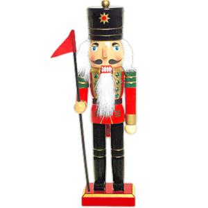 Soldat spărgător de nuci cu steag 26cm