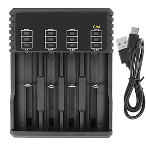 Încărcător pentru 4 baterii 18650 Li-ion 3,7V CH4