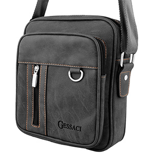 Geantă din piele pentru umăr Gessaci neagră