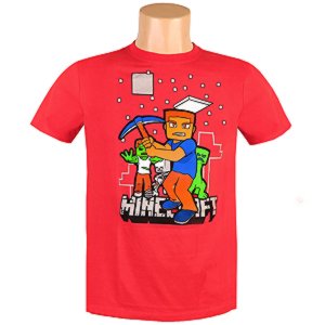 Tricou Minecraft roșu de copii