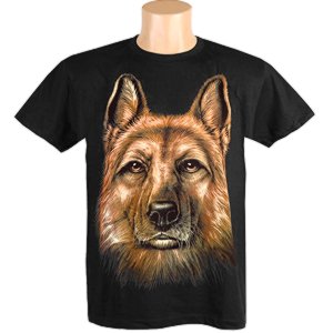 Tricou negru pentru bărbați, imprimeu ciobănesc german