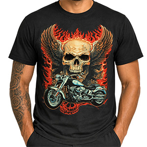 Tricou pentru bărbați Motorcycle Winged Skull