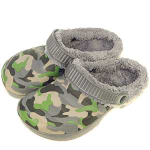 Șlapi izolați pentru damă, gri camuflaj