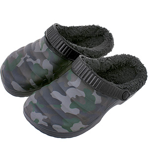 Șlapi izolați pentru damă, camuflaj negru