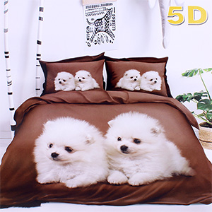 Lenjerie de pat set 7 piese 5D Cățeluși din bumbac