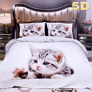 Lenjerie de pat set 7 piese 5D Pisici din bumbac