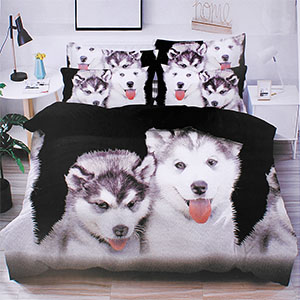 Lenjerie de pat set 3 piese 5D Husky din bumbac