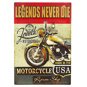 Retro tabuľa 3D Legends Never Die 40x28cm