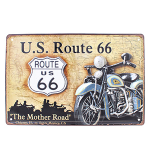 Placă metalică retro U.S. Route 66 The Mother Road 30x20 cm