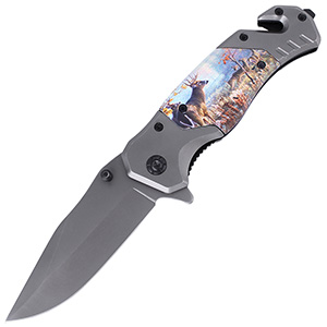 Cuțit de vânătoare pliabil cu cerb