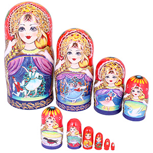 Set Matrioșka 10 bucăți 20 cm Iarna rusească