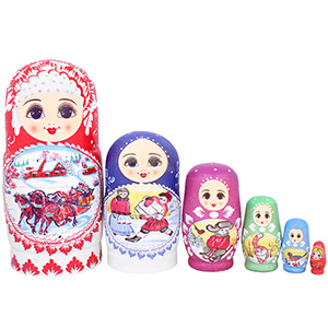Set Matrioșka 6 bucăți 16 cm Iarna rusească