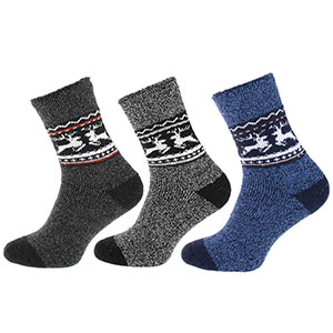 Șosete bărbătești din lână de oaie Alpaca, model norvegian cu ren