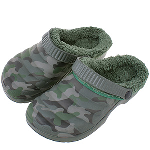 Șlapi izolați pentru damă, camuflaj verde