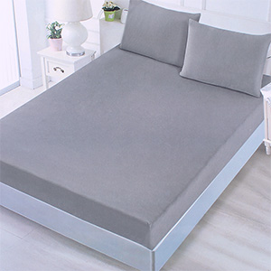 Cearșaf din bumbac pentru pat 180x200+25 cm gri