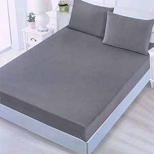 Cearșaf din bumbac pentru pat 180x200+25 cm gri închis