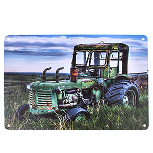 Tablă metalică retro cu tractor vechi 30x20cm