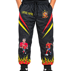 Pantaloni de trening de fotbal pentru copii Lamine Yamal negri